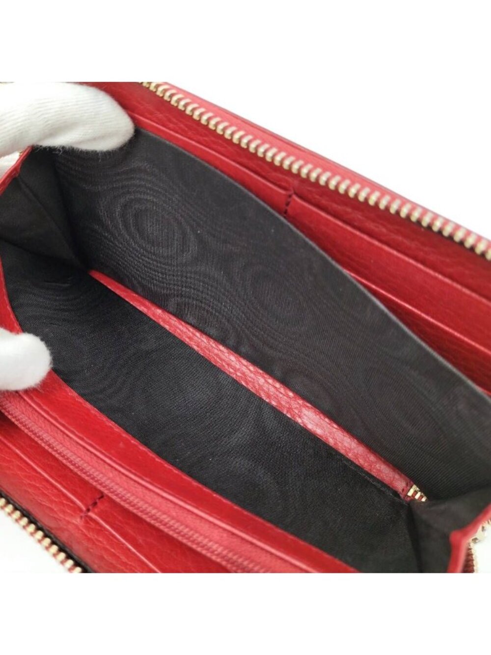 Gucci Zip Around Wallet Interlocking Soho Leather Red - Picture 9 of 10